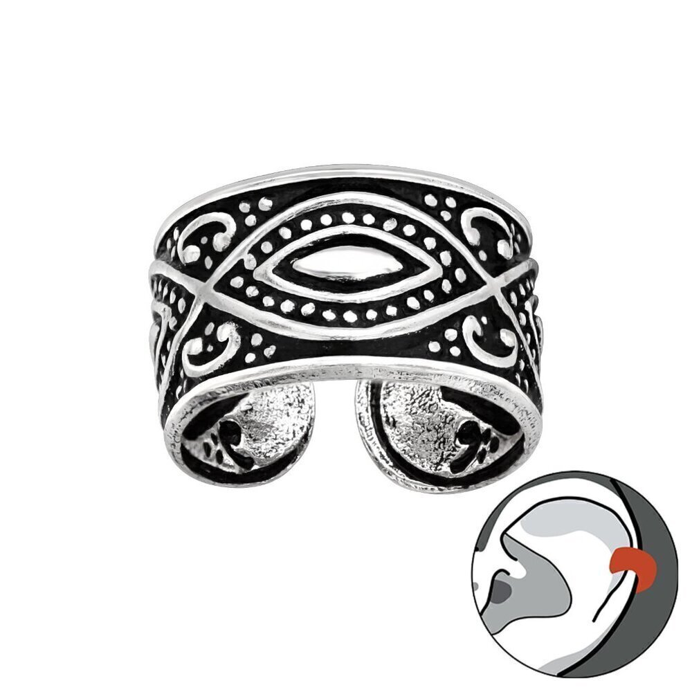 Sterling Silver Patterned Wide Ear Cuff